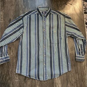 Faded Glory Large Multi Blue Button Down Long Sleeve Shirt